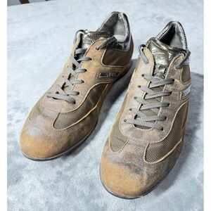 Tods Shoes Mens Size 11.5 Brown Suede Low Top Casual Sneakers Made In Italy